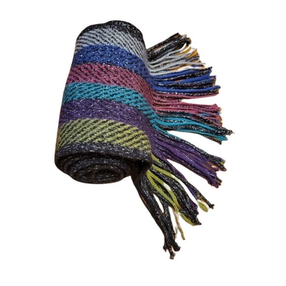 Big Buddha Striped Fringe Tassle multi color Scarf  - Picture 1 of 10